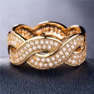 🎀Crystal Zircon 18K Yellow Gold Plated Diamond Ring for Women, UNVN12354